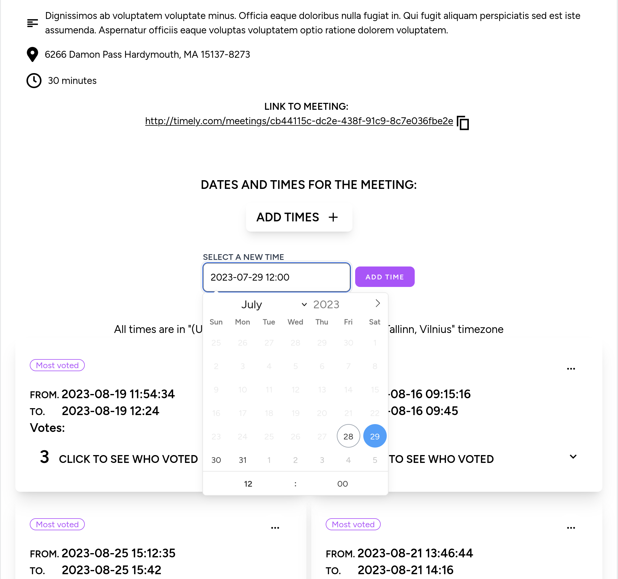 Meeting page