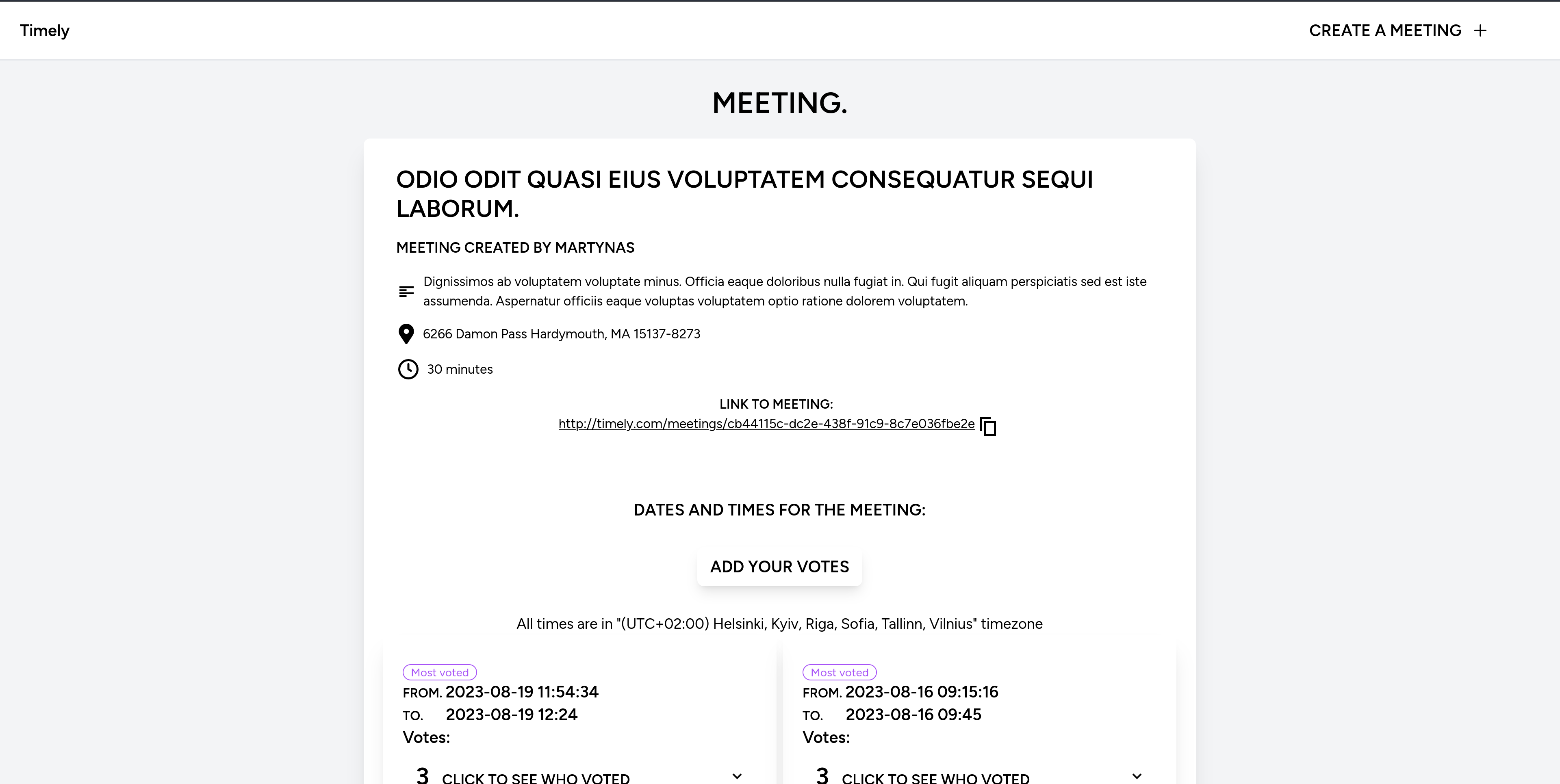 Meeting page